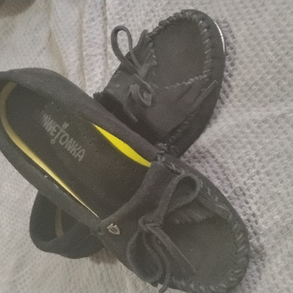 Minnetonka Black Suede Moccasins
